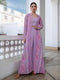 Multicolour Georgette Chevron 3 Piece Jacket Set